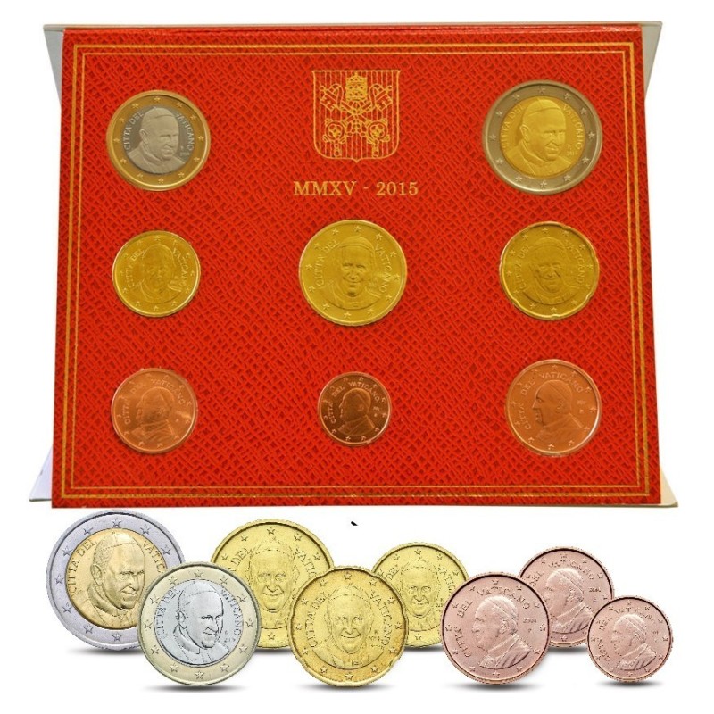 VATICANO CARTERA OFICIAL EUROS 2015 BU SET PAPA FRANCISCO 1+2+5+10+20+50 CENTIMOS 1 EURO + 2 EUROS 2015 SC 8 MONEDAS