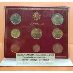 VATICANO CARTERA OFICIAL EUROS 2008 BU SET PAPA BENEDICTO XVI 1+2+5+10+20+50 CENTIMOS 1 EURO + 2 EUROS 2008 SC Divisionale