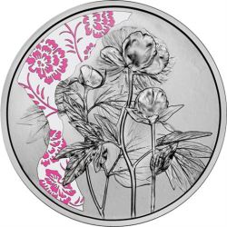 . @COLORES - PROOF@ AUSTRIA 10 EUROS 2024 FLOR PEONIA Serie THE LANGUAJE OF FLOWERS 6ª MONEDA DE PLATA ESTUCHE