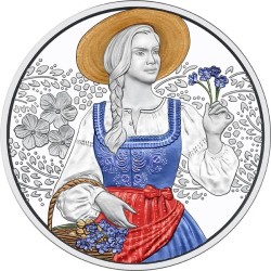 * PROOF + COLORES * AUSTRIA 10 EUROS 2025 LINO DIRNDL Serie TRAJES TRADICIONALES 1ª MONEDA de PLATA Estuche