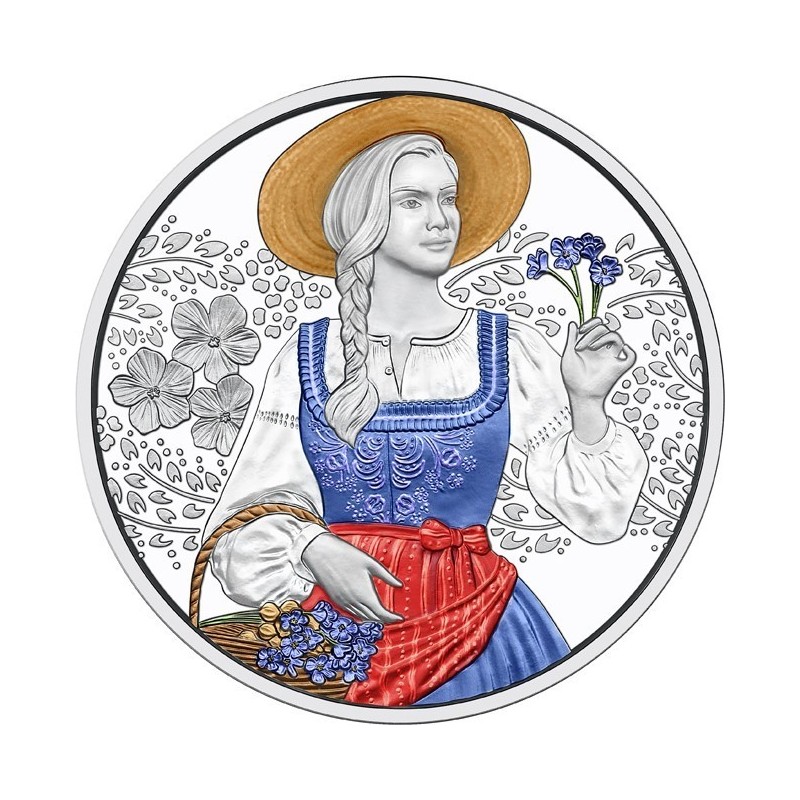 * PROOF + COLORES * AUSTRIA 10 EUROS 2025 LINO DIRNDL Serie TRAJES TRADICIONALES 1ª MONEDA de PLATA Estuche