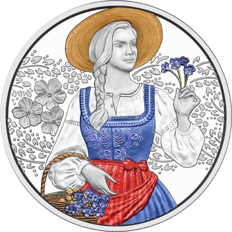 * PROOF + COLORES * AUSTRIA 10 EUROS 2025 LINO DIRNDL Serie TRAJES TRADICIONALES 1ª MONEDA de PLATA Estuche