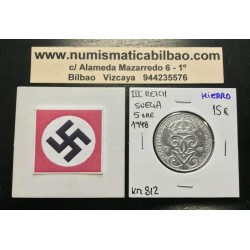 SUECIA 5 ORE 1948 CORONAS KM.812 MONEDA DE HIERRO OCUPACION NAZI III REICH WWII Sweden