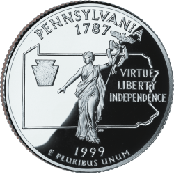 ESTADOS UNIDOS 1/4 DOLAR 25 CENTAVOS 1999 P SC PENNSYLVANIA