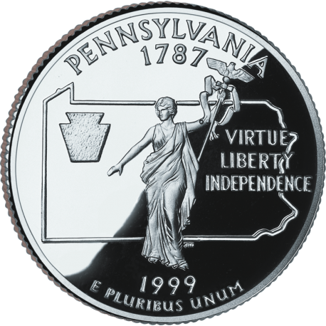 ESTADOS UNIDOS 25 CENTAVOS 1999 P ESTADO DE PENNSYLVANIA MONEDA DE NICKEL SC USA 1/4 DOLLAR 50 STATE QUARTERS