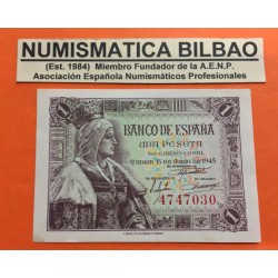 1 PESETA 1945 JUNIO 15 REINA ISABEL SIN SERIE 688 EBC ESPAÑA