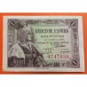 ESPAÑA 1 PESETA 1945 JUNIO REINA ISABEL LA CATOLICA SIN SERIE 4747030 Pick 128 BILLETE SIN CIRCULAR @DEFECTOS@ Spain