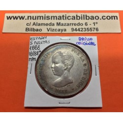 @BELLA PATINA@ ESPAÑA 5 PESETAS 1888 * 18 88 MPM REY ALFONSO XIII MONEDA DE PLATA (DURO) KM.689 Spain silver R/2