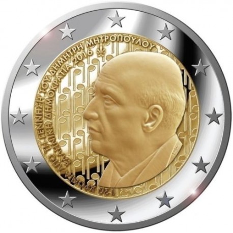 GRECIA 2 EUROS 2016 DIMITRI MITROPOULOS 120 AÑOS DE SU NACIMIENTO SC MONEDA CONMEMORATIVA Greece