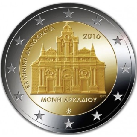 GRECIA 2 EUROS 2016 MONASTERIO DE ARCADI 150 AÑOS DE SU INCENDIO SC MONEDA CONMEMORATIVA Greece