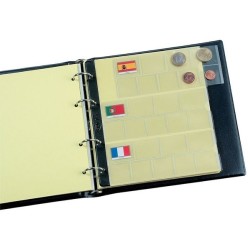 @OFERTA@ ALBUM PARDO PARA MONEDAS EURO hecho en CUERO Color AZUL mod.170003 + 5 HOJAS modelo 767 para 15 PAISES EUROS