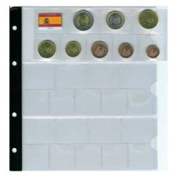@OFERTA@ ALBUM PARDO PARA MONEDAS EURO hecho en CUERO Color AZUL mod.170003 + 5 HOJAS modelo 767 para 15 PAISES EUROS