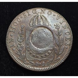 BRASIL 40 REIS 1830 CONTRAMARCA KM.441 sobre 80 REIS REY PEDRO I KM.366.1 MONEDA DE COBRE @RARA@ Brazil