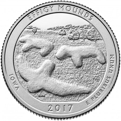 ESTADOS UNIDOS 25 CENTAVOS 2017 D PARQUE NACIONAL EFFIGY MOUNDS en IOWA MONEDA DE NICKEL SC USA QUARTER