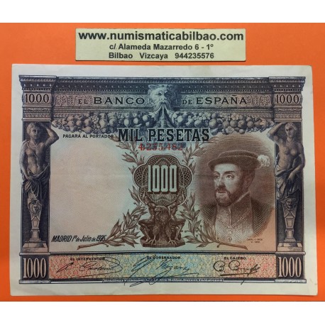 ESPAÑA 1000 PESETAS 1925 CARLOS I Sin Serie 4235482 Pick 70C BILLETE MBC+ Spain banknote