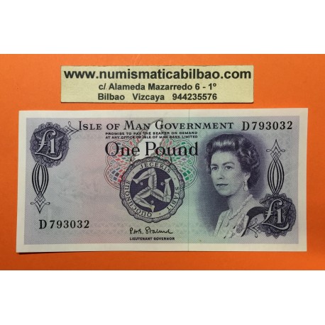 ISLA DE MAN 1 LIBRA 1972 (SIN FECHA) REINA ISABEL II Pick 29A Firma STALLARD BILLETE SC @RARO@ Isle Of Man 1 POUND