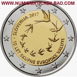 ESLOVENIA 2 EUROS 2017 PAJAROS EN VUELO - ENTRADA EN EUROPA SC MONEDA CONMEMORATIVA Slovenia Slovenien