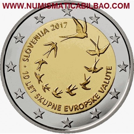 ESLOVENIA 2 EUROS 2017 PAJAROS EN VUELO - ENTRADA EN EUROPA SC MONEDA CONMEMORATIVA Slovenia Slovenien