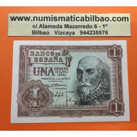 ESPAÑA 1 PESETA 1953 MARQUES DE SANTA CRUZ Serie Y Pick 144 BILLETE SC SIN CIRCULAR Spain banknote