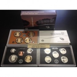 2014 UNITED STATES MINT SILVER PROOF SET 13 COINS ESTADOS UNIDOS 1+5+25 CENTAVOS + 1/2 DOLAR PLATA + 1 DOLAR PRESIDENTES