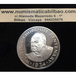 TURKS & CAICOS 20 CORONAS 1974 WINSTON CHURCHILL CENTENARY KM.2 MONEDA DE PLATA PROOF 20 Crowns silver coin 1,15 ONZAS OZ