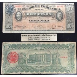 . MEXICO ESTADO DE CHIHUAHUA 10 PESOS 1915 Pick S535 MBC- MEJICO