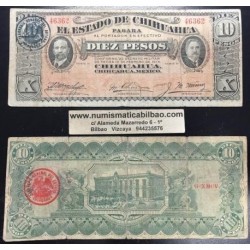 MEXICO 10 PESOS 1915 ESTADO DE CHIHUAHUA REVOLUCION Pick S535 BILLETE MBC- Mejico banknote
