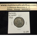 PORTUGAL 50 CENTAVOS 1951 DAMA KM.577 MONEDA DE NICKEL EBC @RARA@ Portuguese