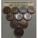 1 moneda x ESPAÑA 50 CENTIMOS 1937 II REPUBLICA ESPAÑOLA DAMA SENTADA MONEDA DE COBRE EBC-