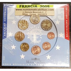 FRANCIA CARTERA OFICIAL EUROS 2005 SC 1+2+5+10+20+50 Centimos + 1 EURO + 2 EUROS 2005 UNC BU EUROSET KMS