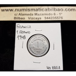 FRANCIA 1 FRANCO 1948 MORLON KM.885A MONEDA DE ALUMINIO MBC++ France 1 Franc