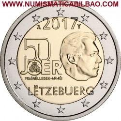 LUXEMBURGO 2 EUROS 2017 SERVICIO MILITAR VOLUNTARIO 50 ANIVERSARIO SC MONEDA CONMEMORATIVA @RARA@ Luxembourg