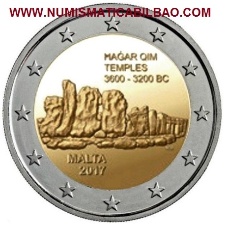 MALTA 2 EUROS 2017 TEMPLO DE HAGAR QIM SC MONEDA CONMEMORATIVA @ESCASA@