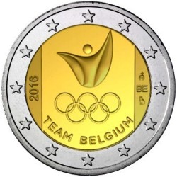 BELGICA 2 EUROS 2016 EQUIPO OLIMPICO OLIMPIADA DE RIO 2016 EN BRASIL SC MONEDA CONMEMORATIVA COINCARD COIN BELGIUM