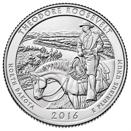 ESTADOS UNIDOS 25 CENTAVOS 2016 P PARQUE NACIONAL THEODORE ROOSEVELT MONEDA DE NICKEL SC USA QUARTER NORTH DAKOTA