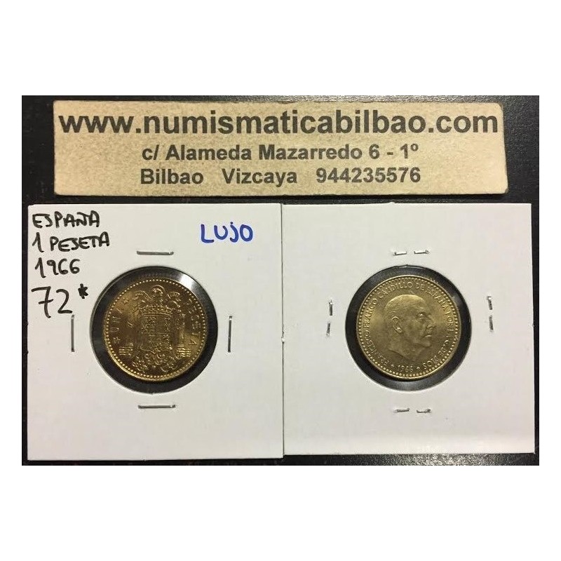 ESPAÑA 1 PESETA 1966 * 19 72 FRANCISCO FRANCO ESTADO ESPAÑOL MONEDA DE LATON SIN CIRCULAR