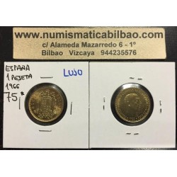 ESPAÑA 1 PESETA 1966 * 19 75 FRANCISCO FRANCO ESTADO ESPAÑOL MONEDA DE LATON SIN CIRCULAR