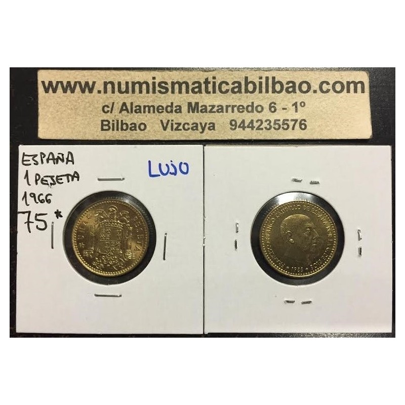 ESPAÑA 1 PESETA 1966 * 19 75 FRANCISCO FRANCO ESTADO ESPAÑOL MONEDA DE LATON SIN CIRCULAR