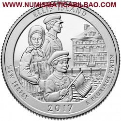 ESTADOS UNIDOS 25 CENTAVOS 2017 D PARQUE NACIONAL ELLIS ISLAND en NEW JERSEY MONEDA DE NICKEL SC USA Quarter