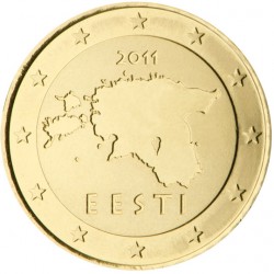 ESTONIA 10 CENTIMOS 2011 MAPA DEL PAIS MONEDA DE LATON SC Eesti Estland 10 Centimos de Euro 2011