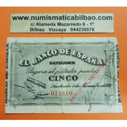 . ESPAÑA SANTANDER 5 PESETAS 1936 BANCO MERCANTIL 155001