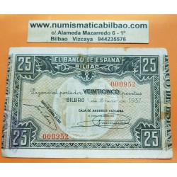 1937 EUSKADI 25 PESETAS CAJA AHORROS VIZCAINA 4 CORRELATIVOS