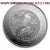 . 32 ONZAS x AUSTRALIA 30 DOLARES 1992 KOOKABURRA KM.178 MONEDA DE 1 KILO DE PLATA PURA SC cápsula