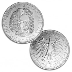 ALEMANIA 5 MARCOS 1966 D GOTTFRIED WILHELM LEIBNIZ KM.119.1 MONEDA DE PLATA SC GERMANY MARKS SILVER