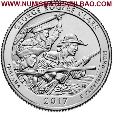 ESTADOS UNIDOS 25 CENTAVOS 2017 D PARQUE NACIONAL GEORGE ROGERS CLARK en INDIANA MONEDA DE NICKEL SC USA Quarter