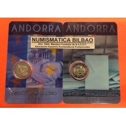 ANDORRA 2 EUROS 2015 Pareja de 2 monedas MAYORIA DE EDAD + ACUERDO ADUANERO SC @RARAS@ COINCARD / ESTUCHE