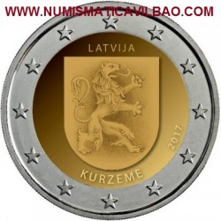 LETONIA 2 EUROS 2017 ESCUDO CON LEON DE LA REGION DE KURZEME SC MONEDA CONMEMORATIVA