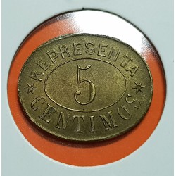 TUDELA 5 CENTIMOS 1939 aprox. FICHA DE COOPERATIVA TIENDA ECONOMICA REPRESENTA 5 CTS. LATON NAVARRA