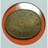 TUDELA 5 CENTIMOS 1939 aprox. FICHA DE COOPERATIVA TIENDA ECONOMICA REPRESENTA 5 CTS. LATON NAVARRA
