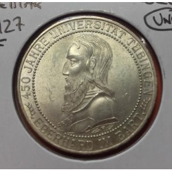 ALEMANIA 3 MARCOS 1927 F WEIMAR Republic UNIVERSITAT TUBINGEN KM.54 MONEDA DE PLATA SC @MUY RARA@ 3 Reichsmark silver